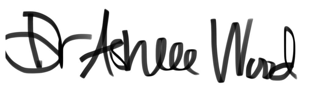 Dr. Ashlee Wood's authentic hand written signature